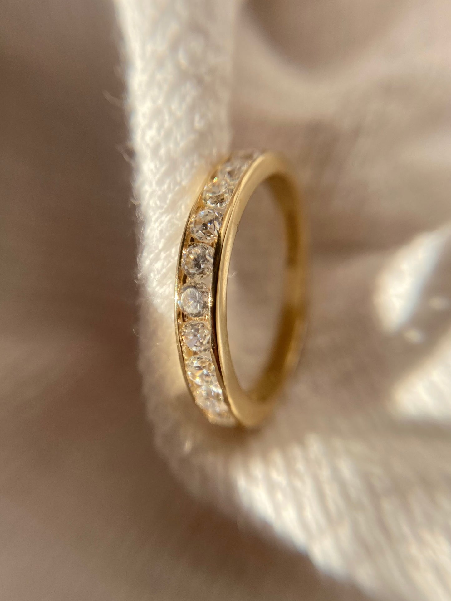 Vintage 9ct Gold CZ Half Eternity Ring