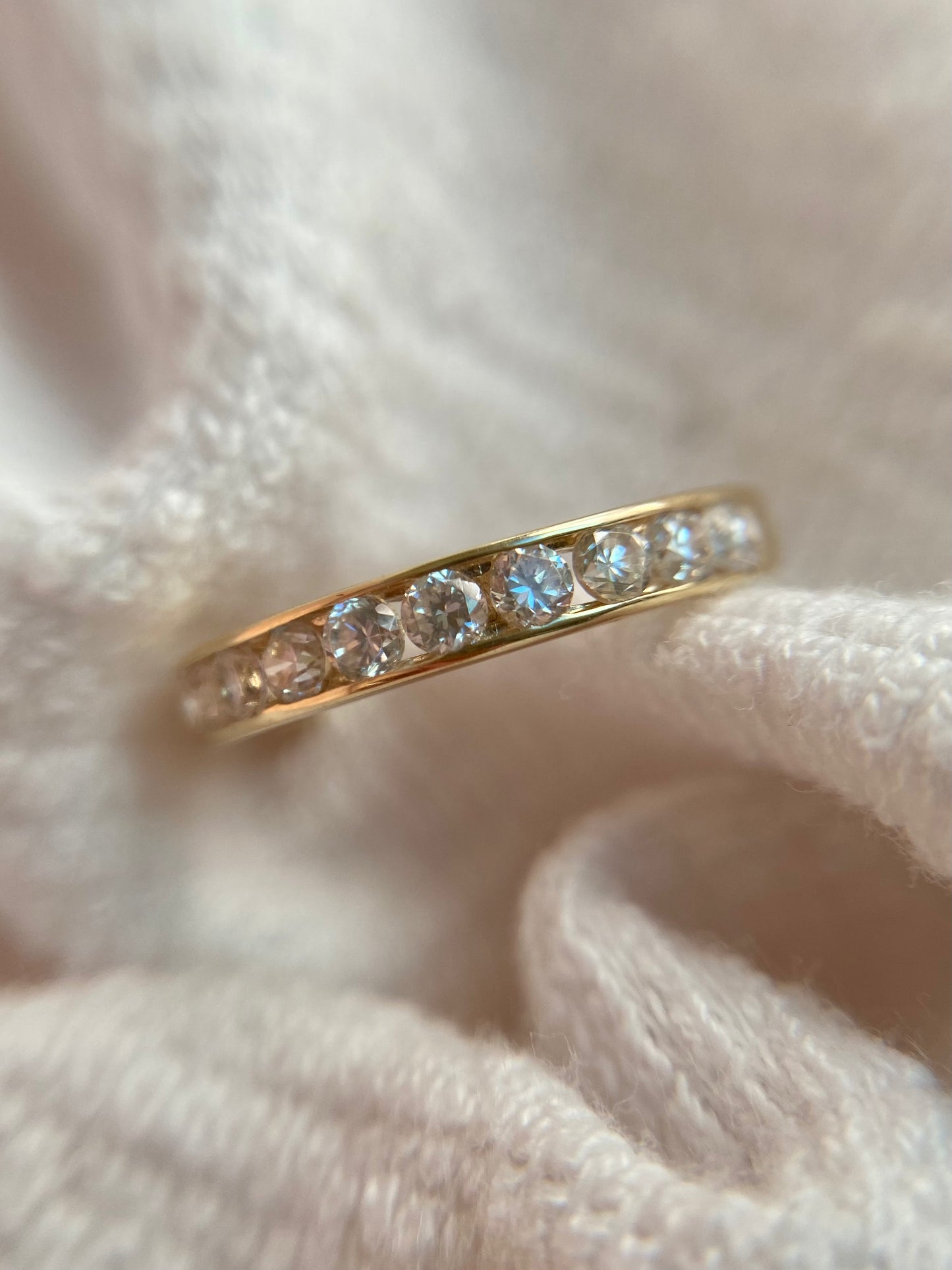Vintage 9ct Gold CZ Half Eternity Ring