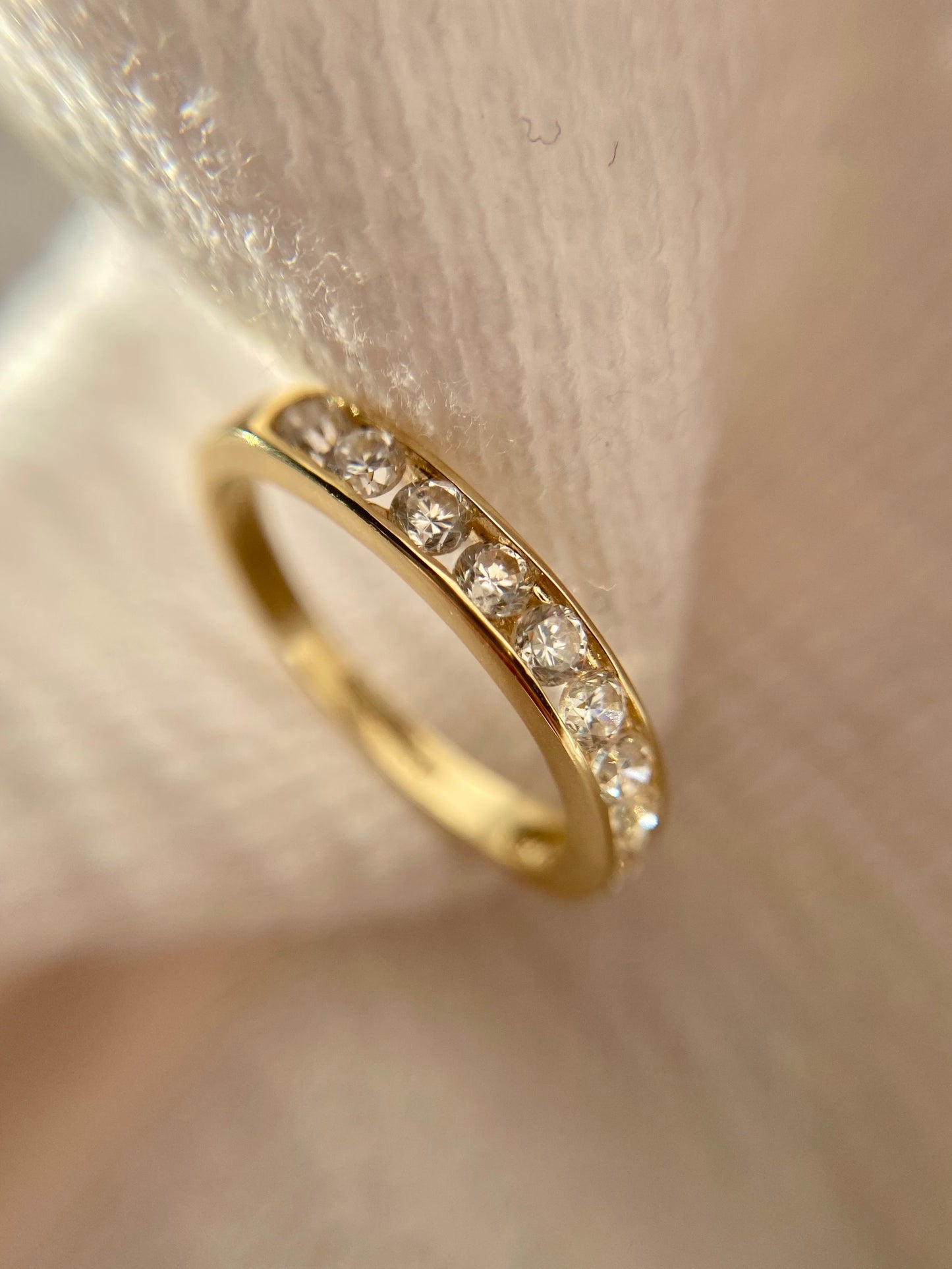 Vintage 9ct Gold CZ Half Eternity Ring