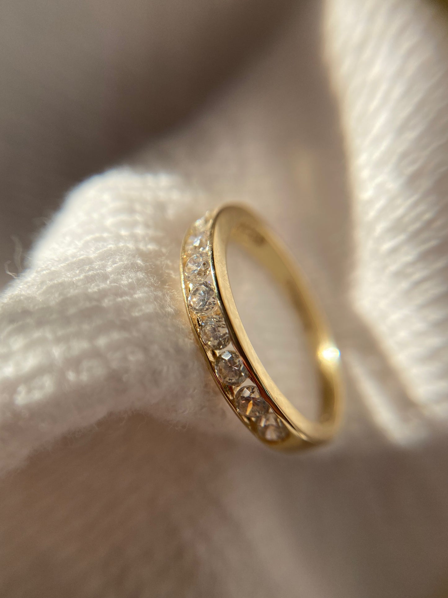 Vintage 9ct Gold CZ Half Eternity Ring