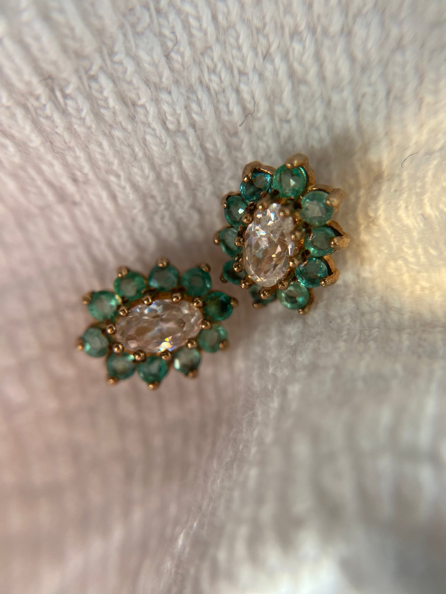 Preloved 9ct Gold Emerald & CZ Studs