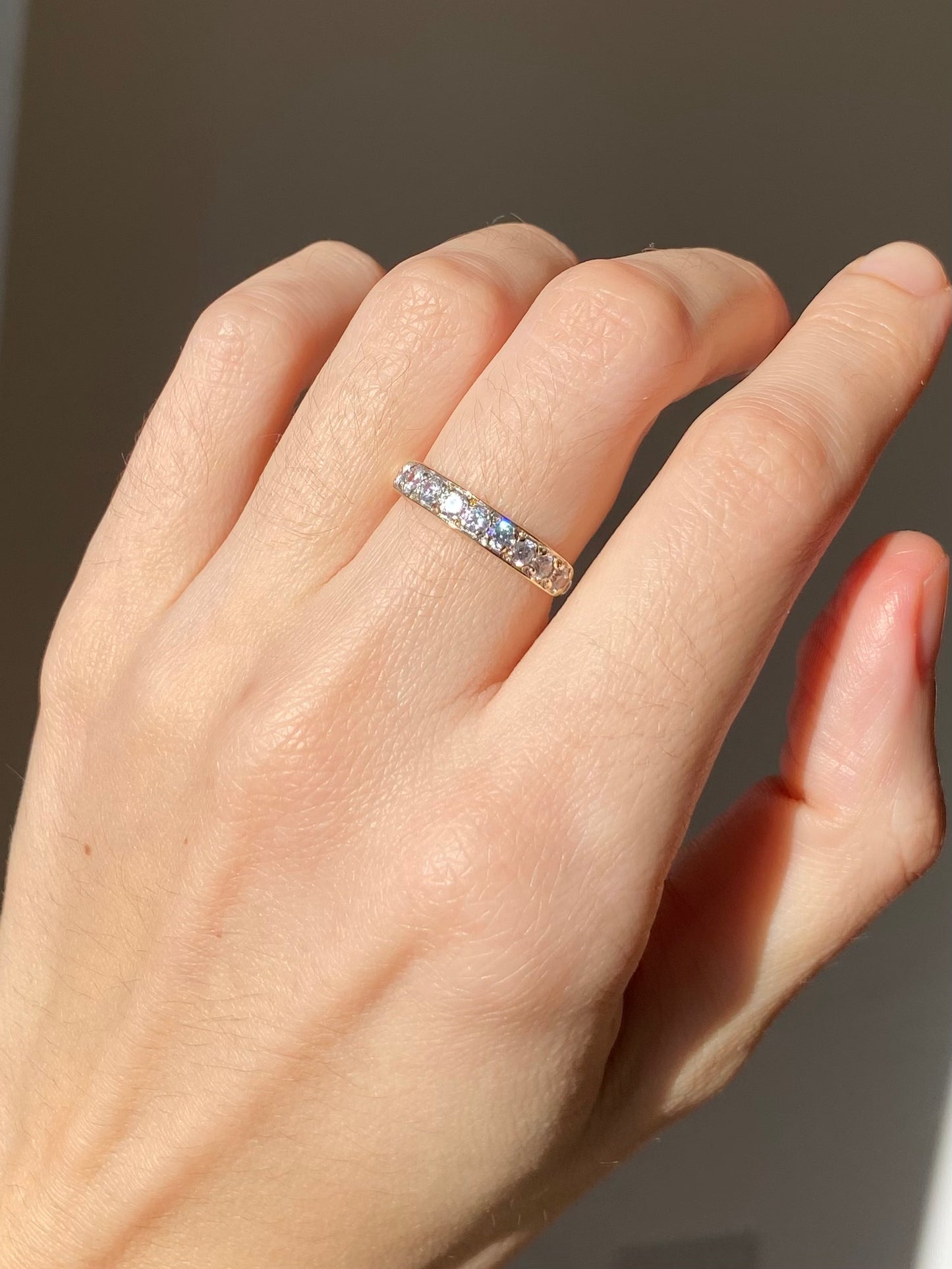 Vintage 9ct Gold CZ Half Eternity Ring