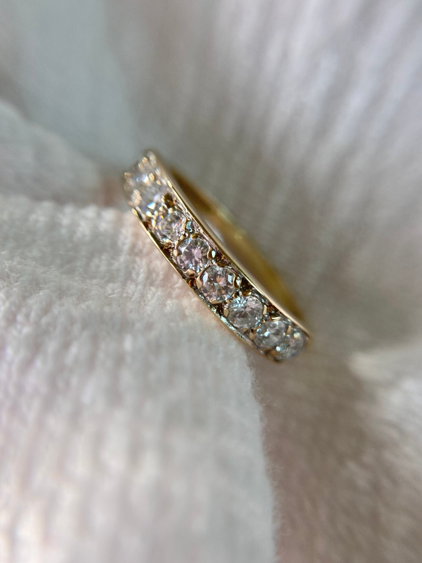 Vintage 9ct Gold CZ Half Eternity Ring