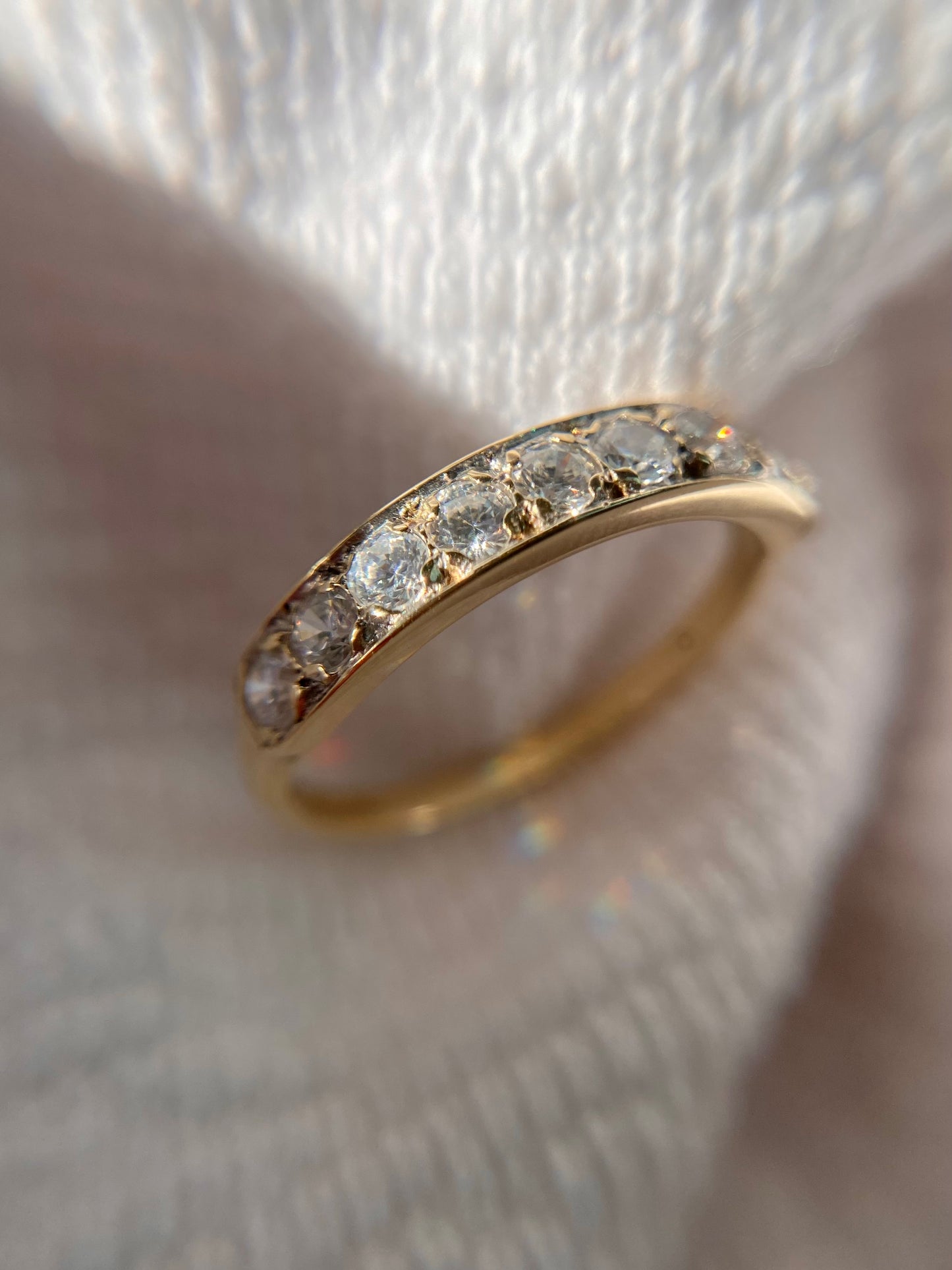 Vintage 9ct Gold CZ Half Eternity Ring