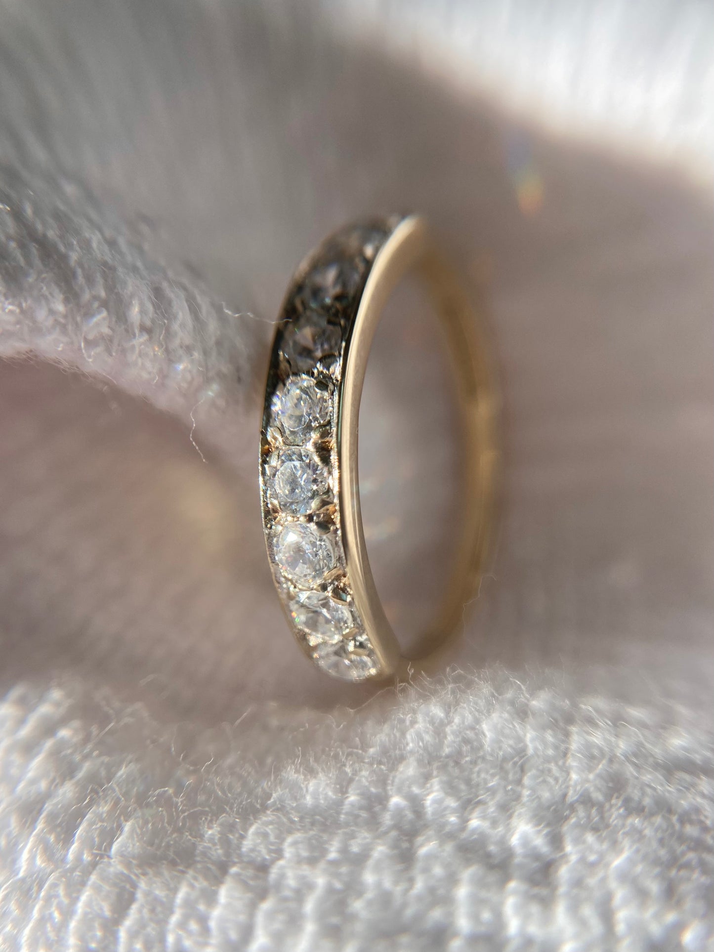 Vintage 9ct Gold CZ Half Eternity Ring