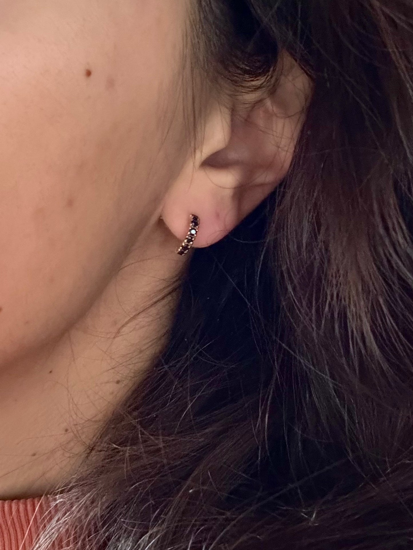 Vintage 9ct Gold Sapphire Half Hoop Studs