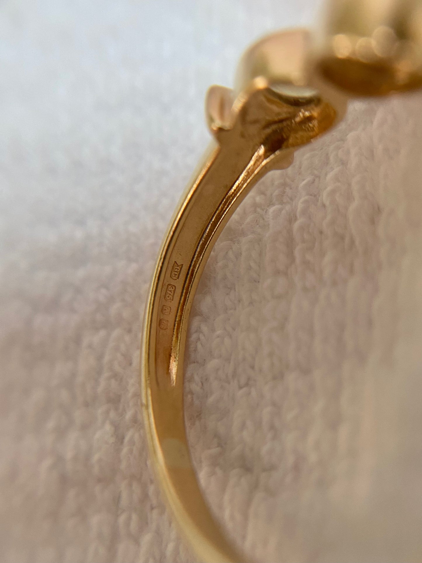 Vintage 9ct Gold Bezel Set Double Opal Ring