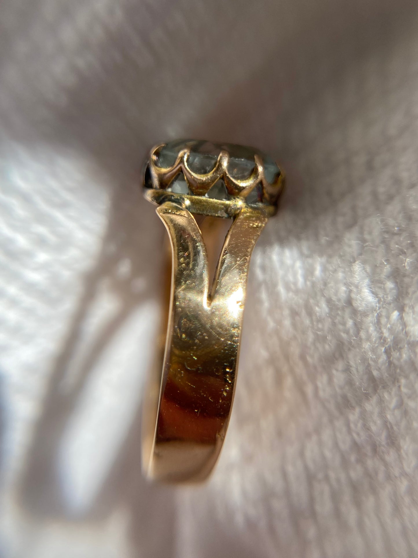 Antique 9ct Gold Aquamarine Solitaire Ring
