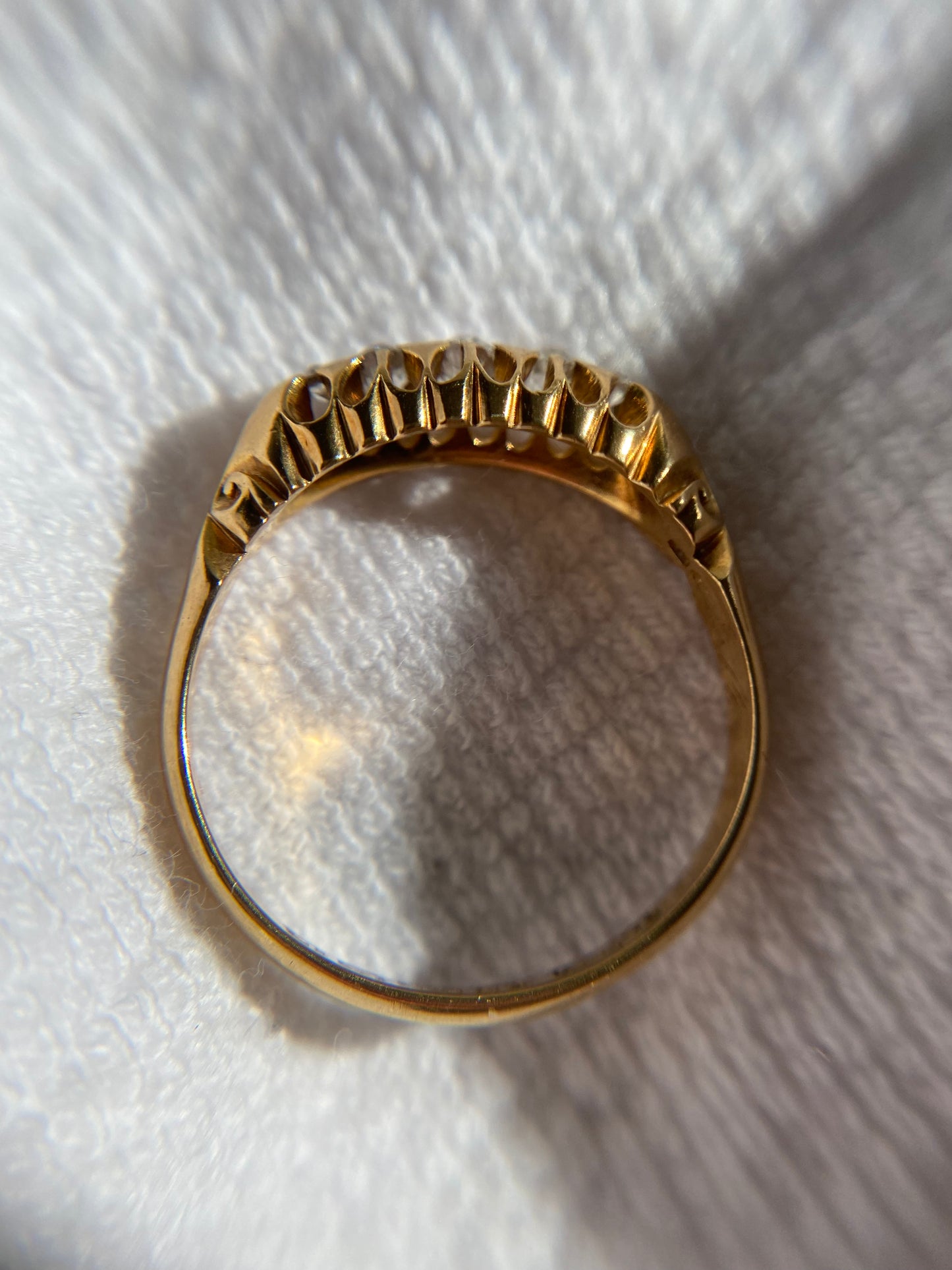 Antique 18ct Gold Diamond Boat Ring