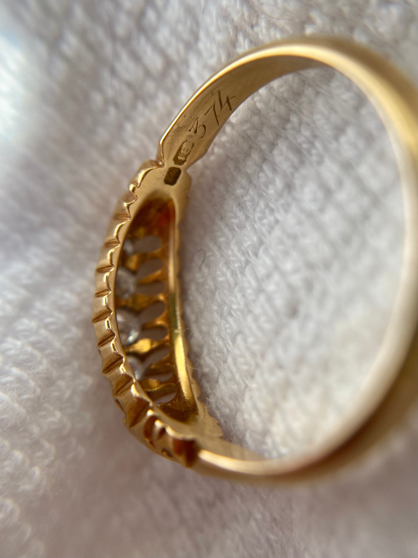 Antique 18ct Gold Diamond Boat Ring