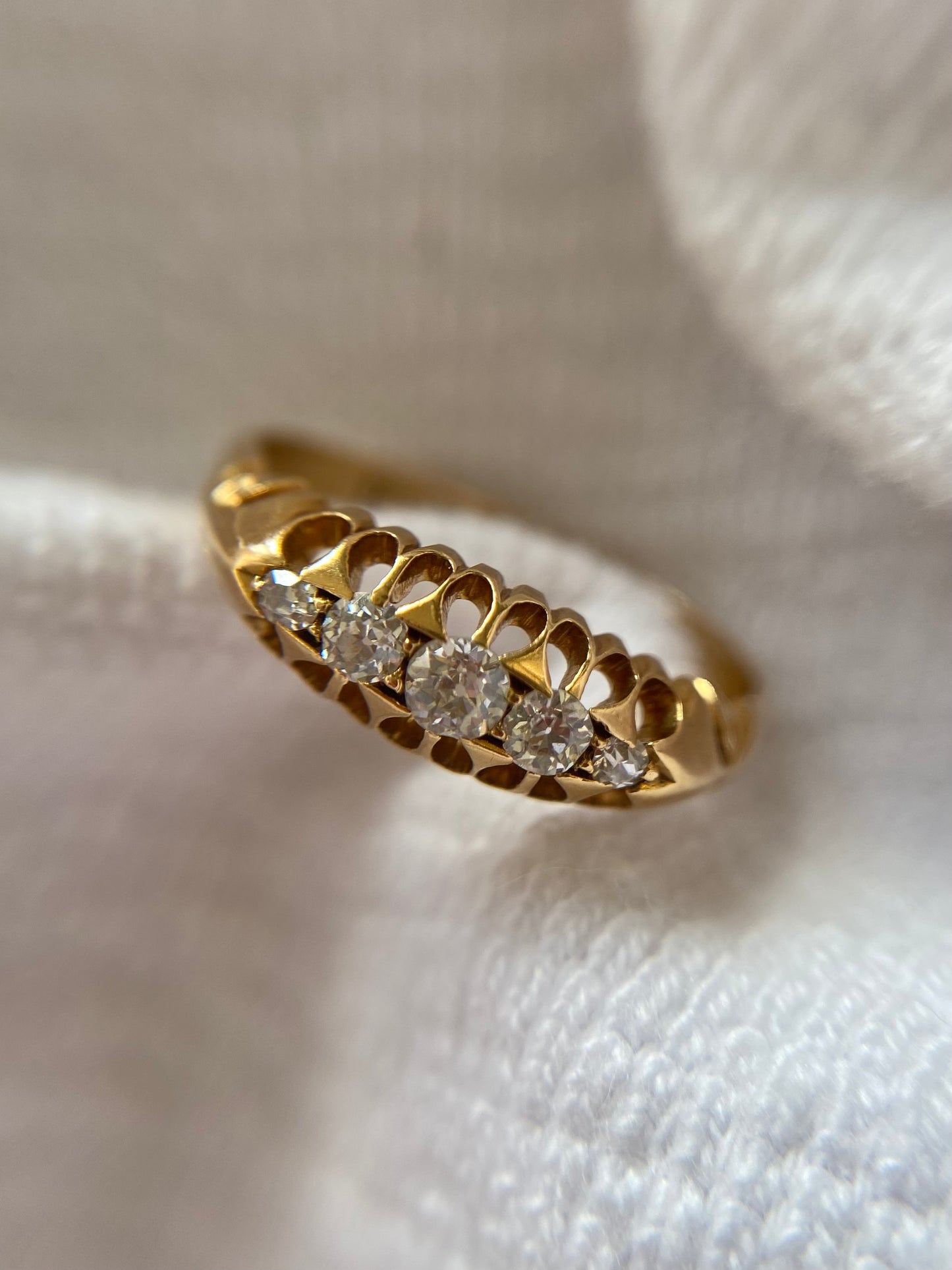 Antique 18ct Gold Diamond Boat Ring