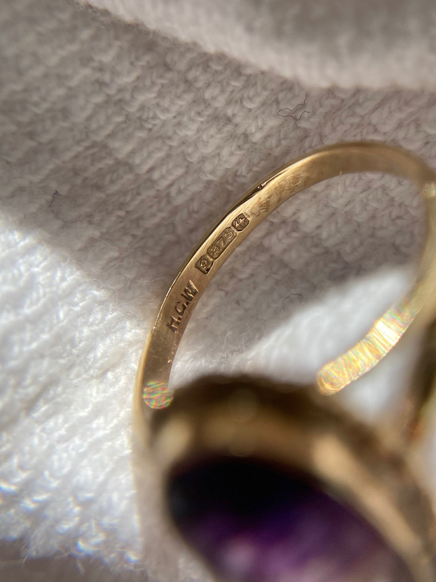 Vintage 9ct Gold Blue John Solitaire Ring