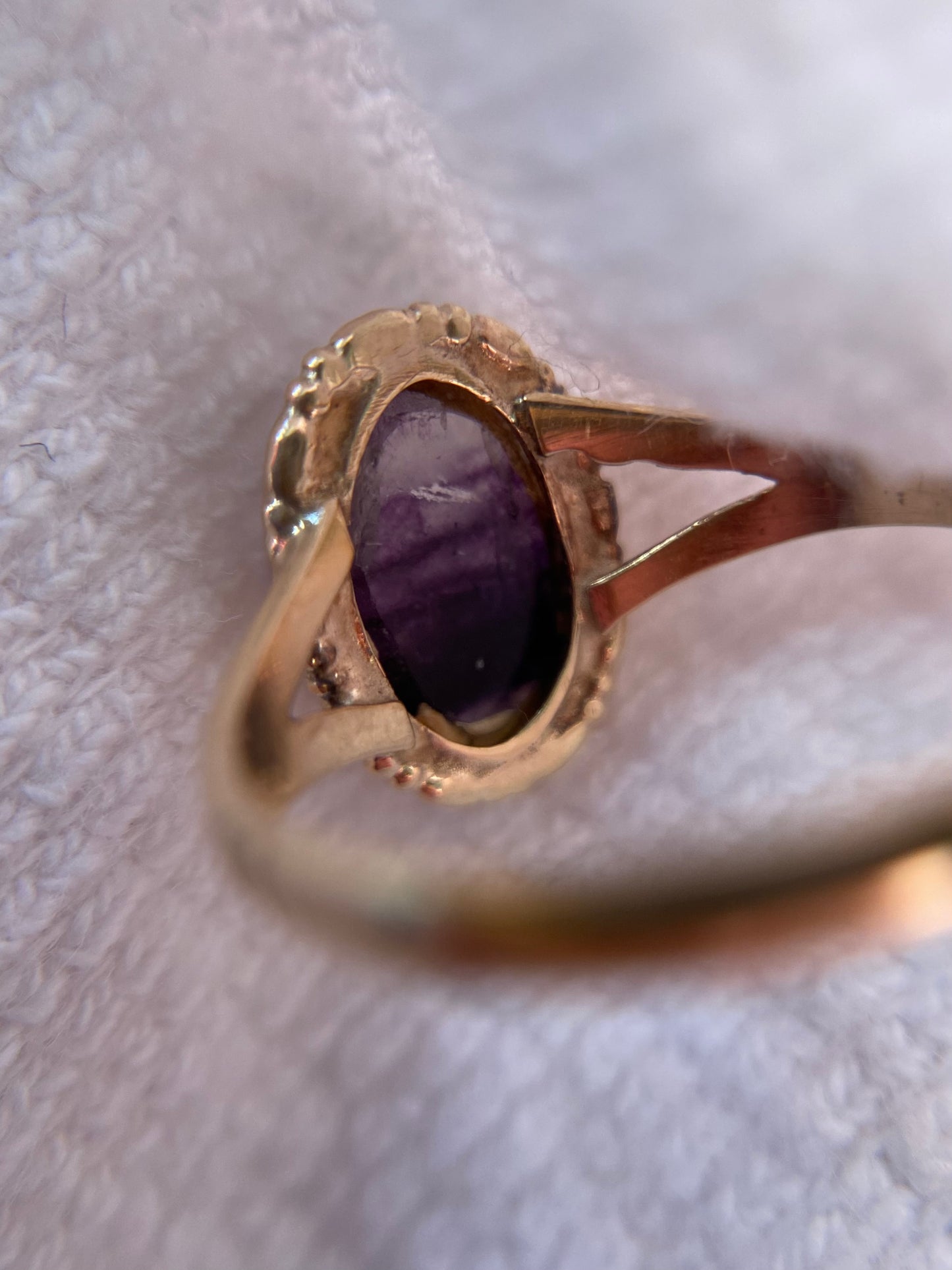 Vintage 9ct Gold Blue John Solitaire Ring