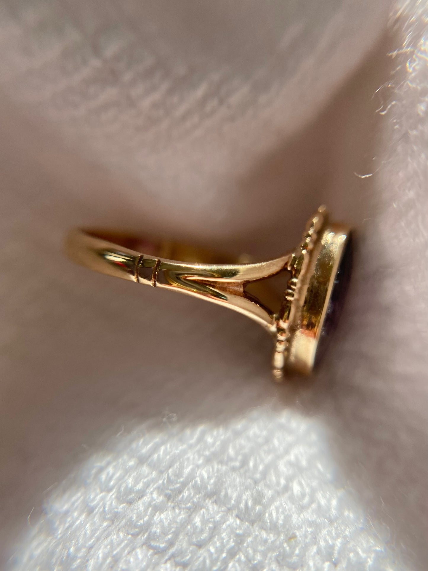 Vintage 9ct Gold Blue John Solitaire Ring