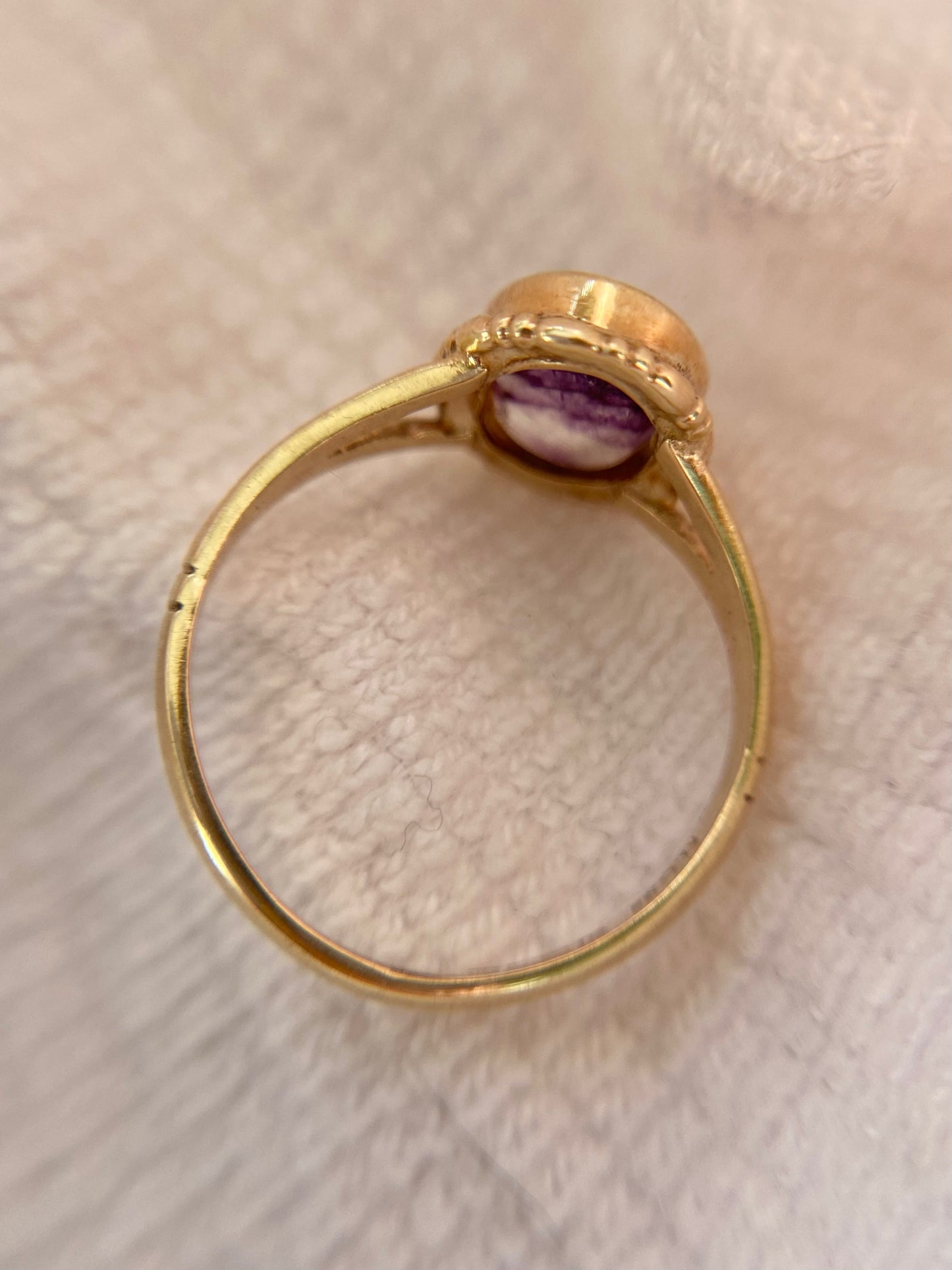 Vintage 9ct Gold Blue John Solitaire Ring