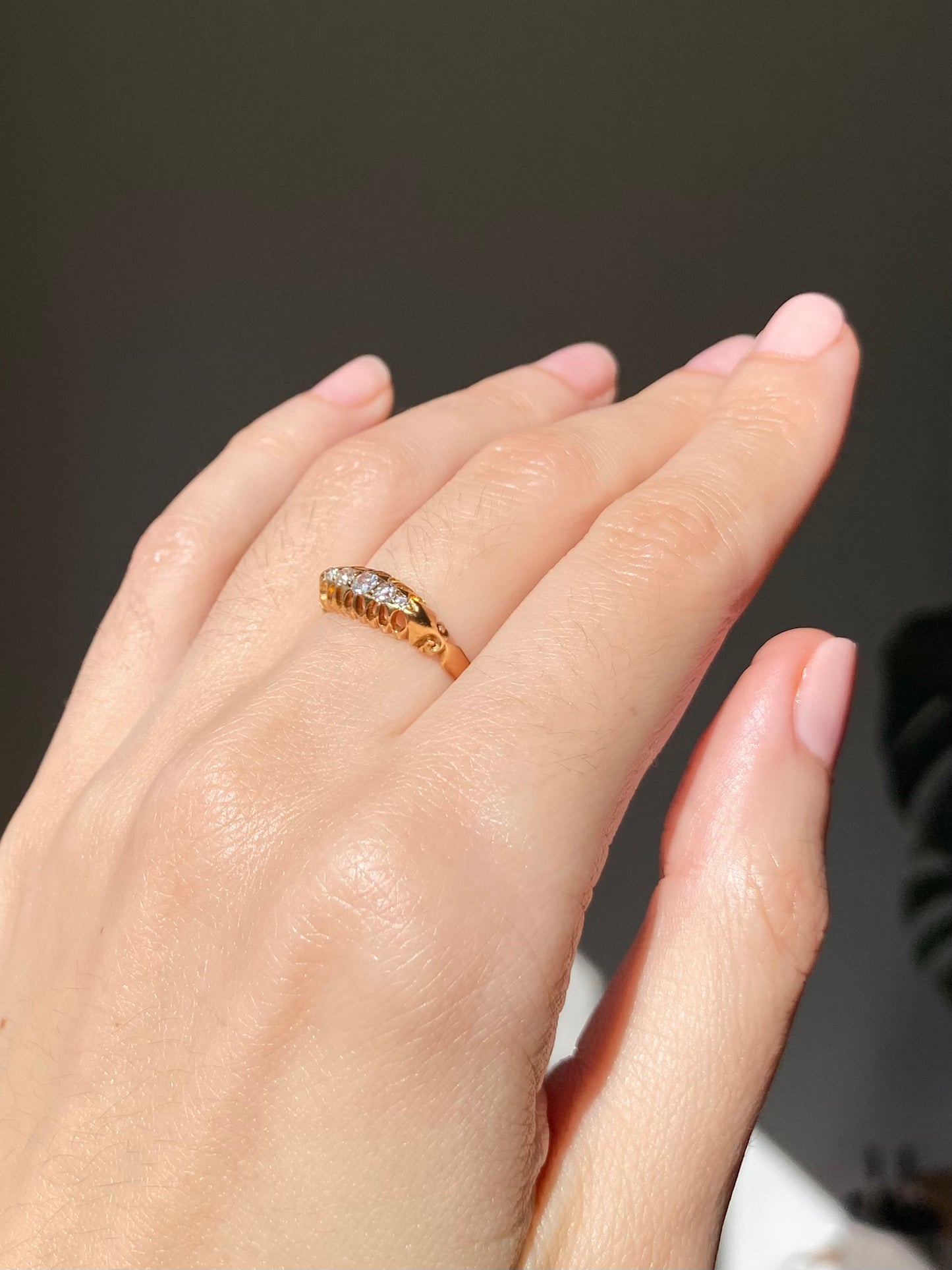 Antique 18ct Gold Diamond Boat Ring