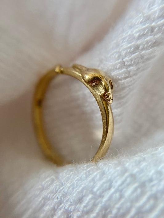 Vintage 9ct Gold Mouse Pinky Ring