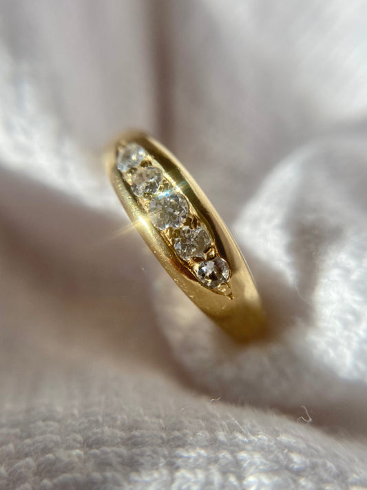 Antique 18ct Gold 5 Diamond Ring