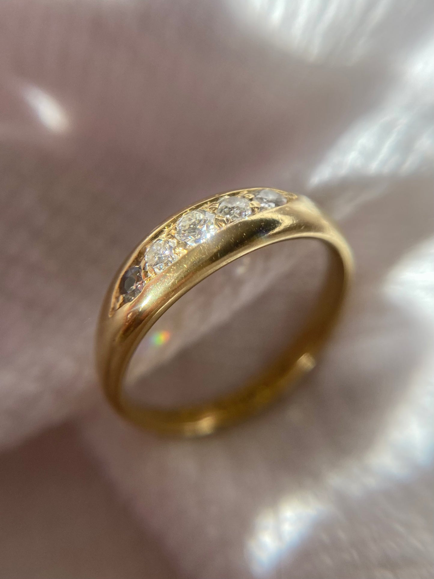 Antique 18ct Gold 5 Diamond Ring