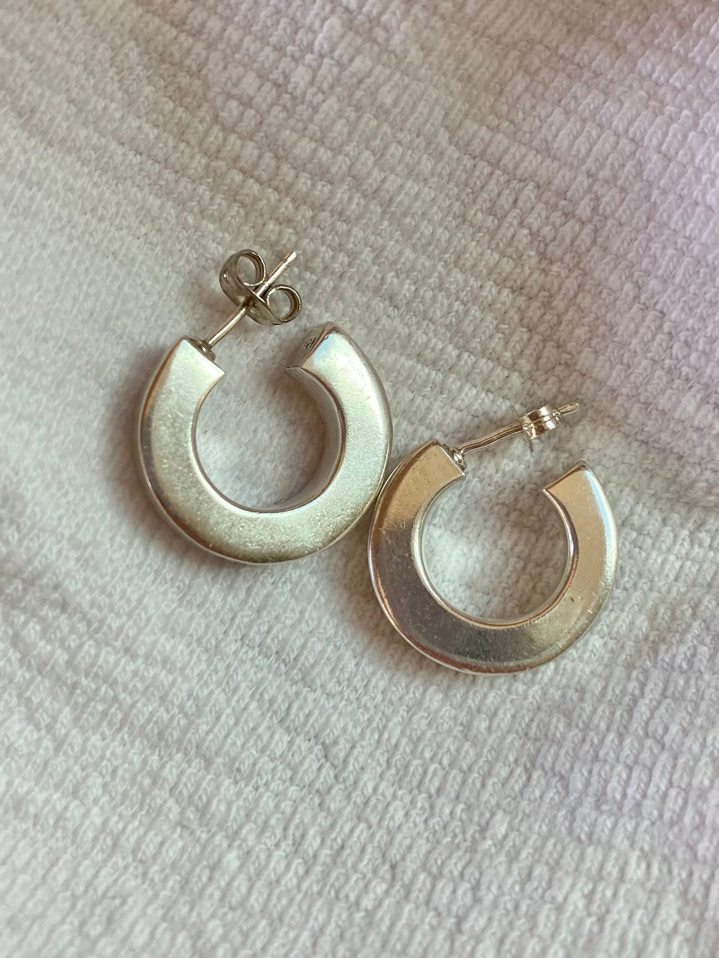 Preloved Chubby Silver Hoop Earrings