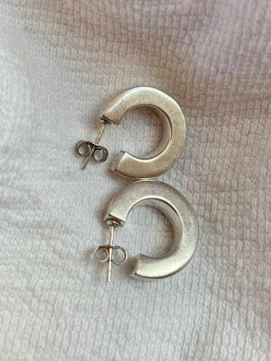 Preloved Chubby Silver Hoop Earrings