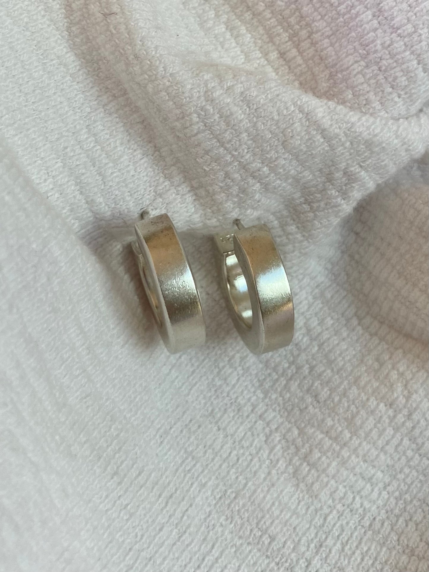 Preloved Chubby Silver Hoop Earrings