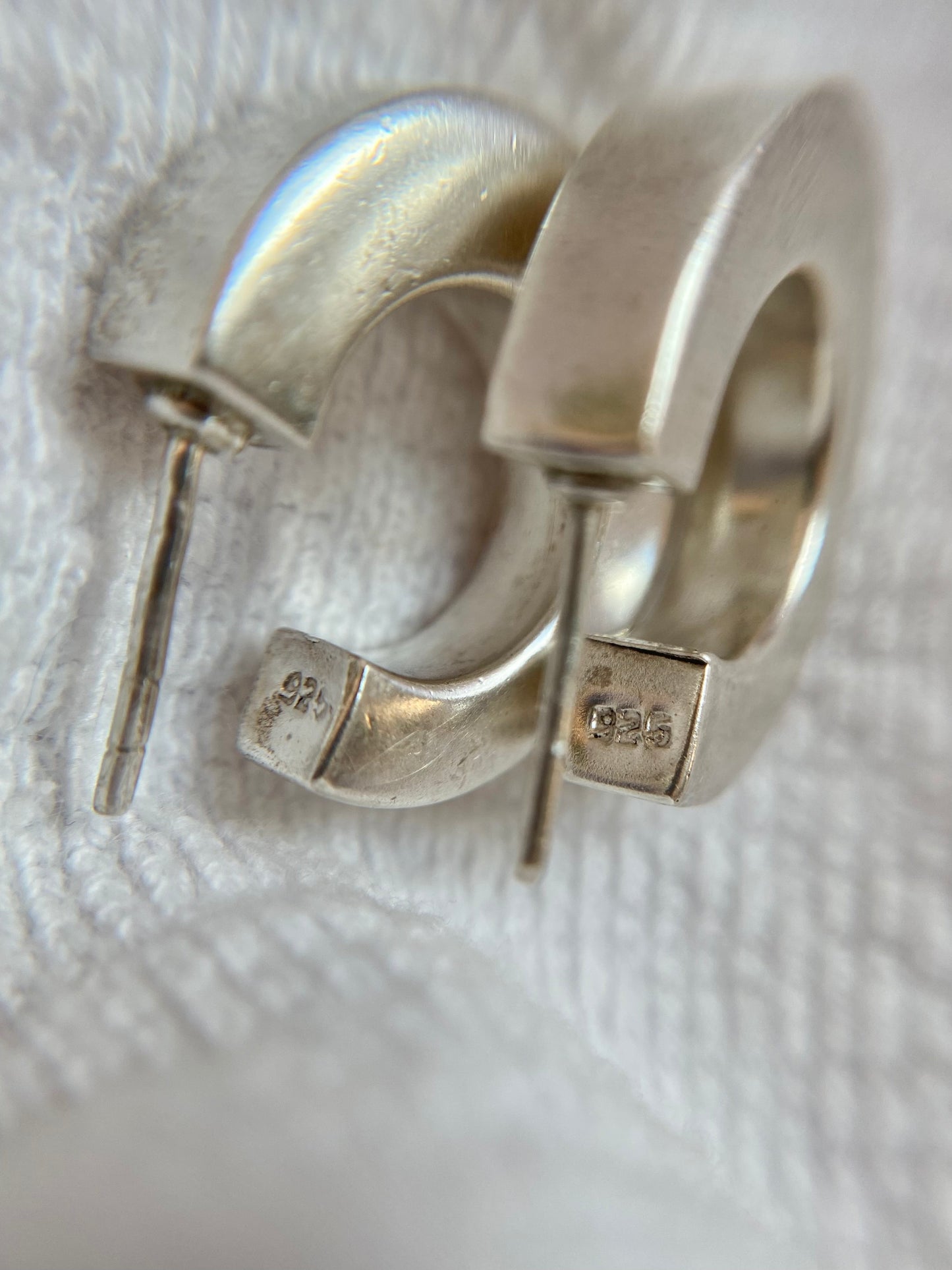 Preloved Chubby Silver Hoop Earrings