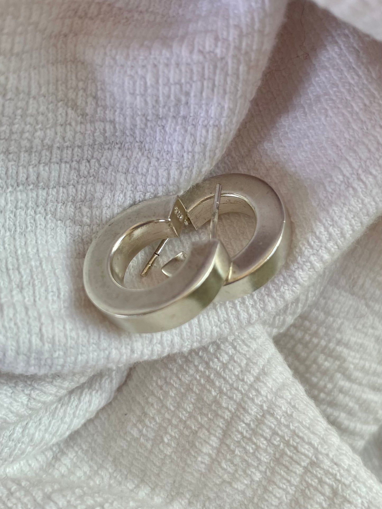 Preloved Chubby Silver Hoop Earrings