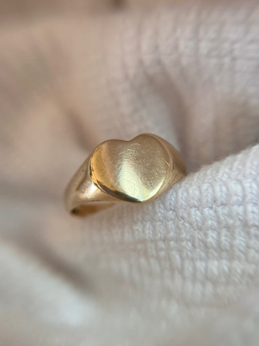 Vintage 9ct Gold Plain Heart Pinky Ring