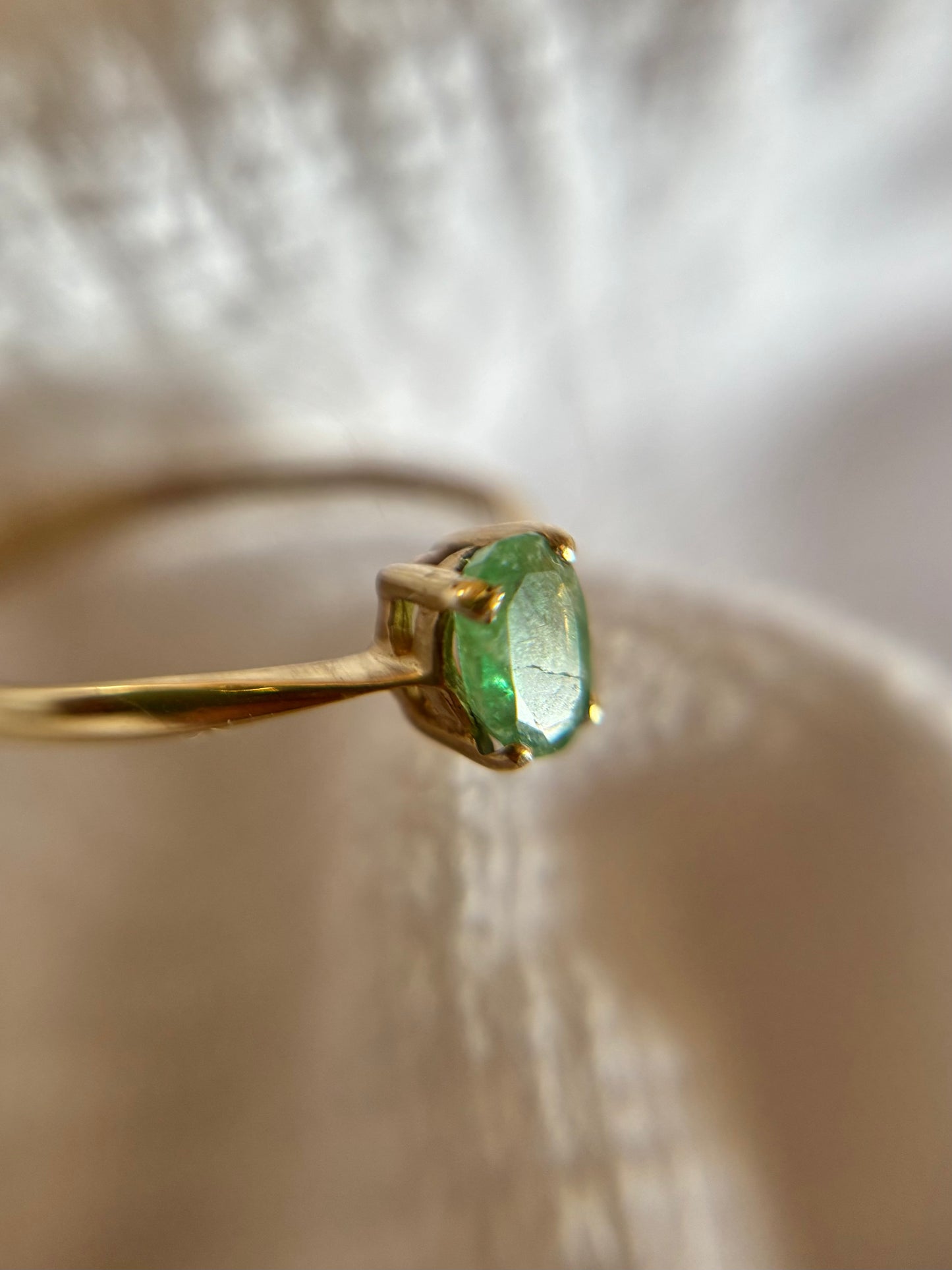 Vintage 9ct Gold Emerald Solitaire Ring