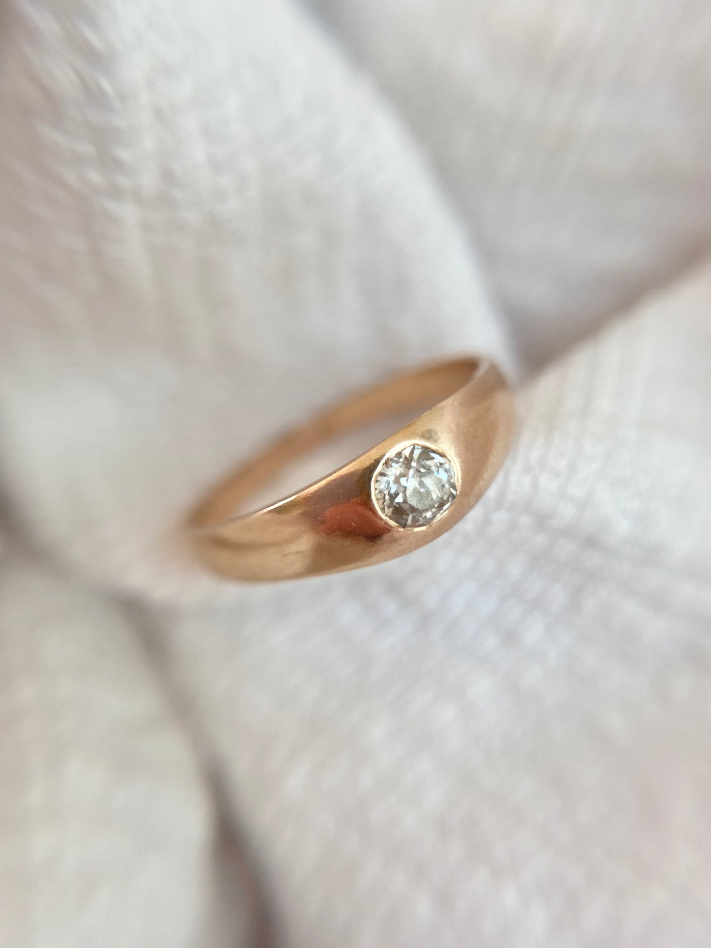 Antique 9ct Gold Old Cut Diamond Solitaire Ring