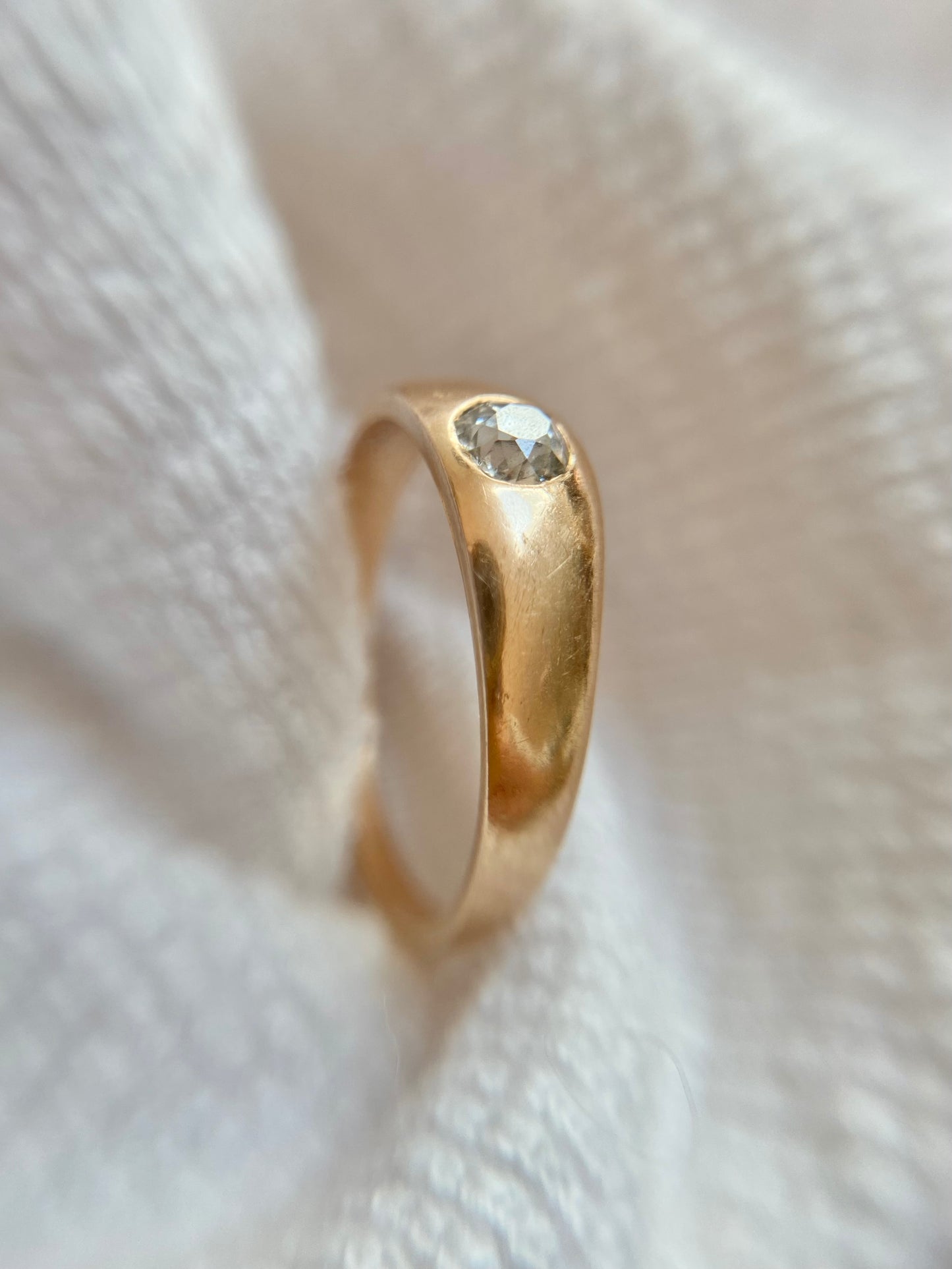 Antique 9ct Gold Old Cut Diamond Solitaire Ring