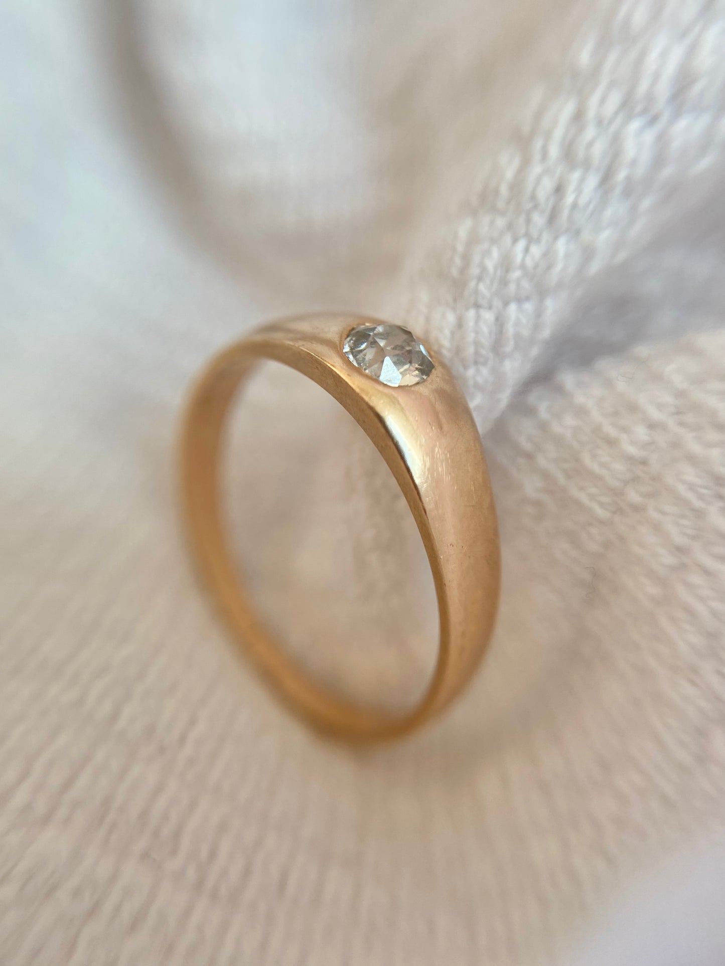 Antique 9ct Gold Old Cut Diamond Solitaire Ring