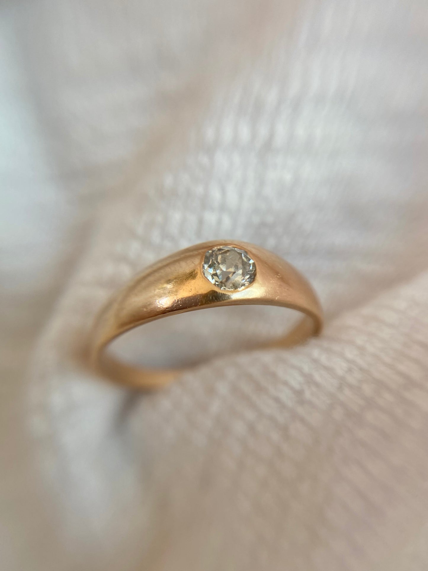 Antique 9ct Gold Old Cut Diamond Solitaire Ring
