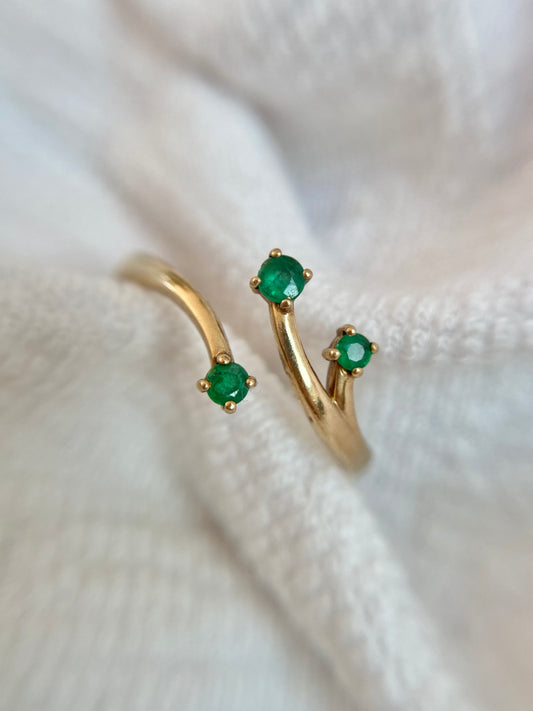 Vintage 9ct Gold Emerald Tree Ring