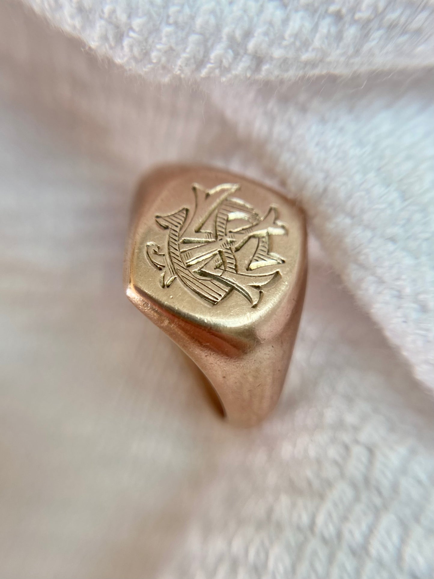Antique 9ct Rose Gold Monogram Signet Ring