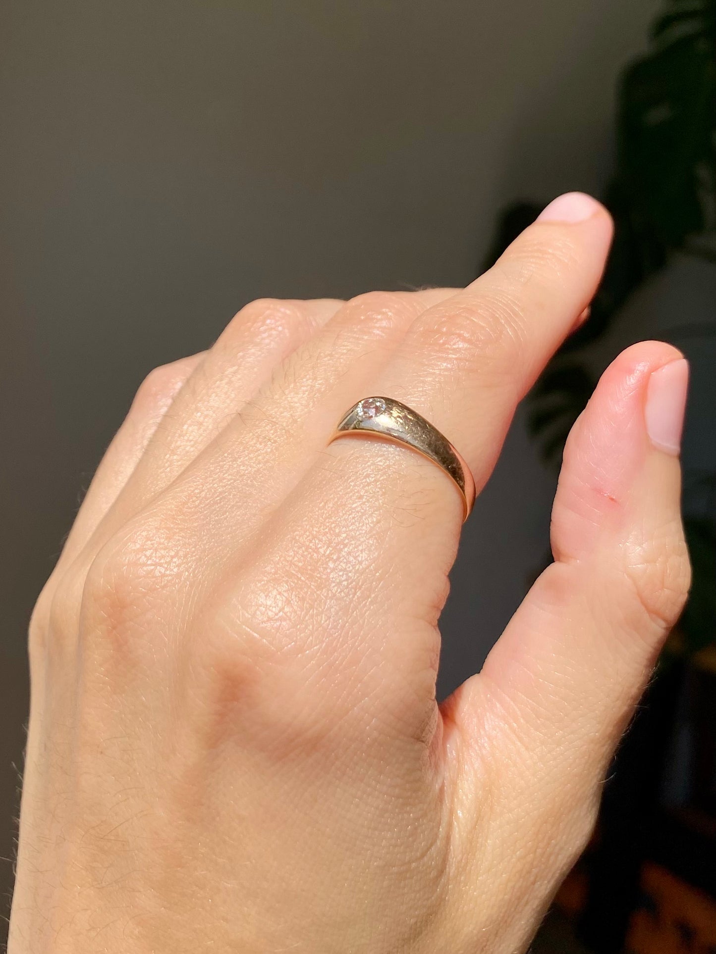 Antique 9ct Gold Old Cut Diamond Solitaire Ring