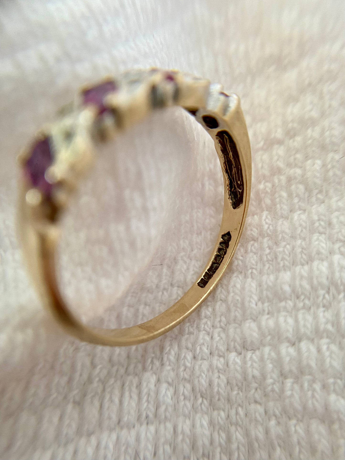 Vintage 9ct Gold Topaz + Diamond Ring