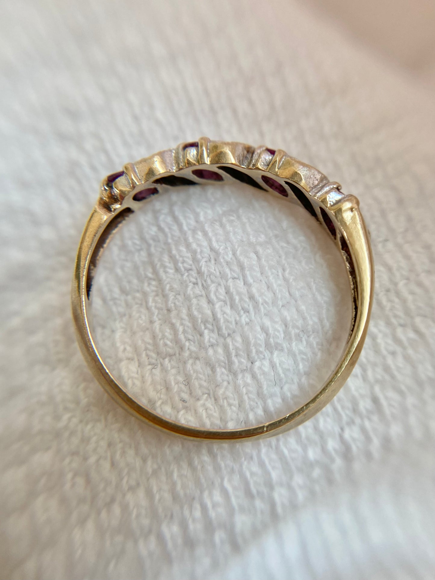 Vintage 9ct Gold Topaz + Diamond Ring