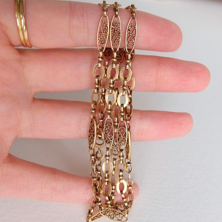 Vintage 9ct Gold Fancy Link Chain - 63cm / 24.8 Inches