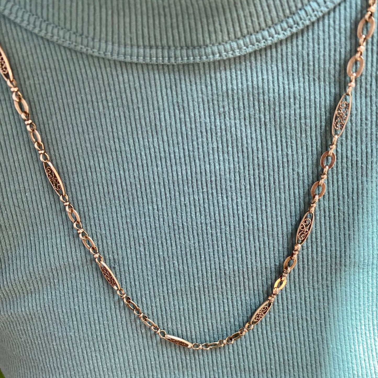 Vintage 9ct Gold Fancy Link Chain - 63cm / 24.8 Inches