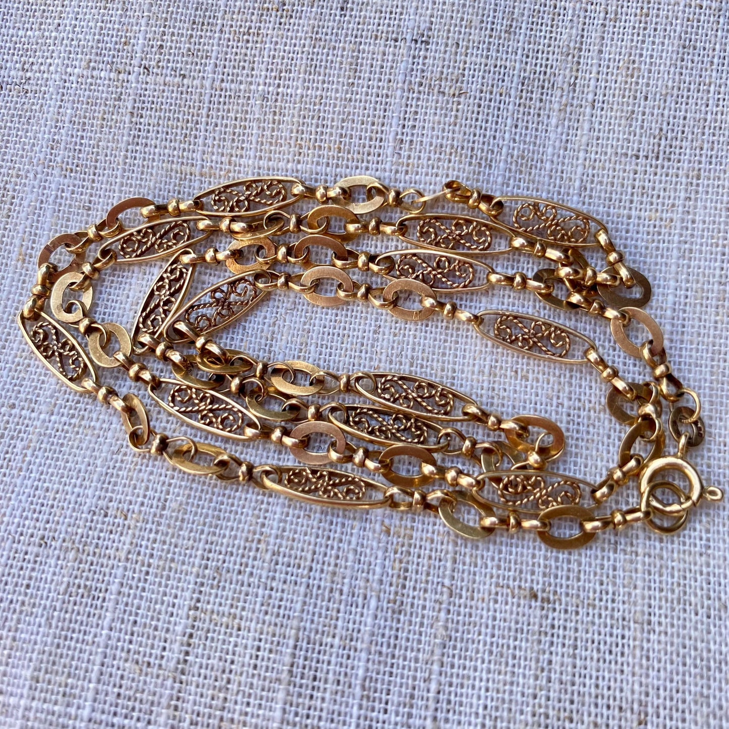 Vintage 9ct Gold Fancy Link Chain - 63cm / 24.8 Inches