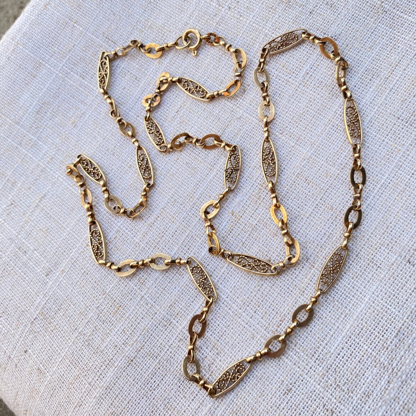 Vintage 9ct Gold Fancy Link Chain - 63cm / 24.8 Inches