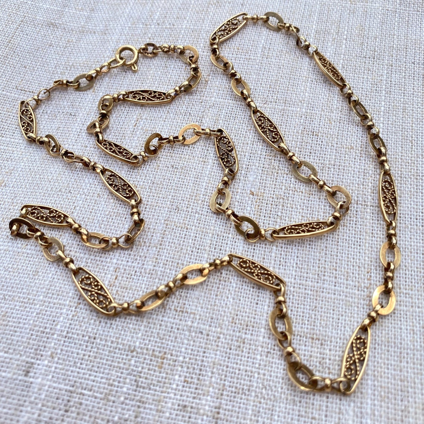 Vintage 9ct Gold Fancy Link Chain - 63cm / 24.8 Inches