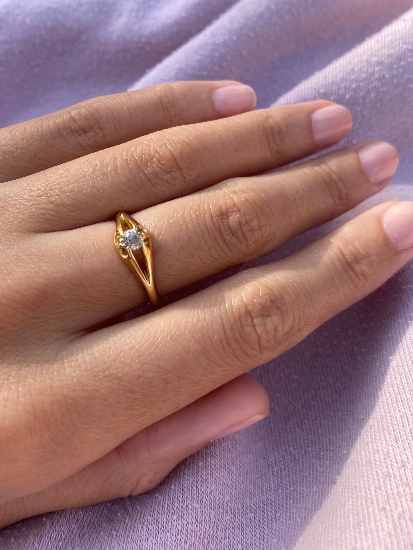 Antique 18ct Gold Old Cut Diamond Solitaire Ring