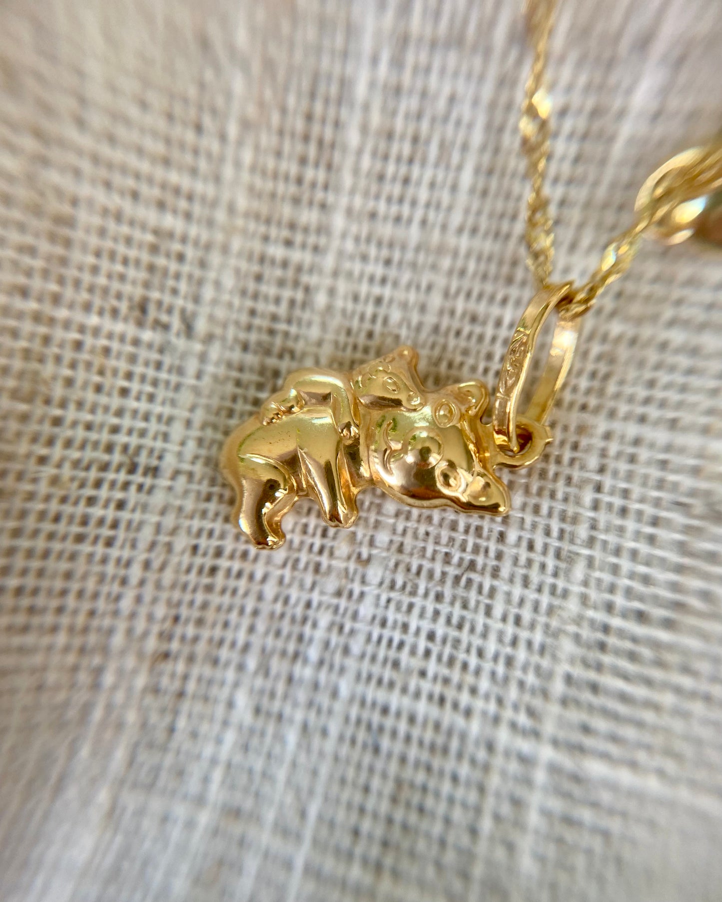 Vintage 9ct Gold Koala Pendant and Chain